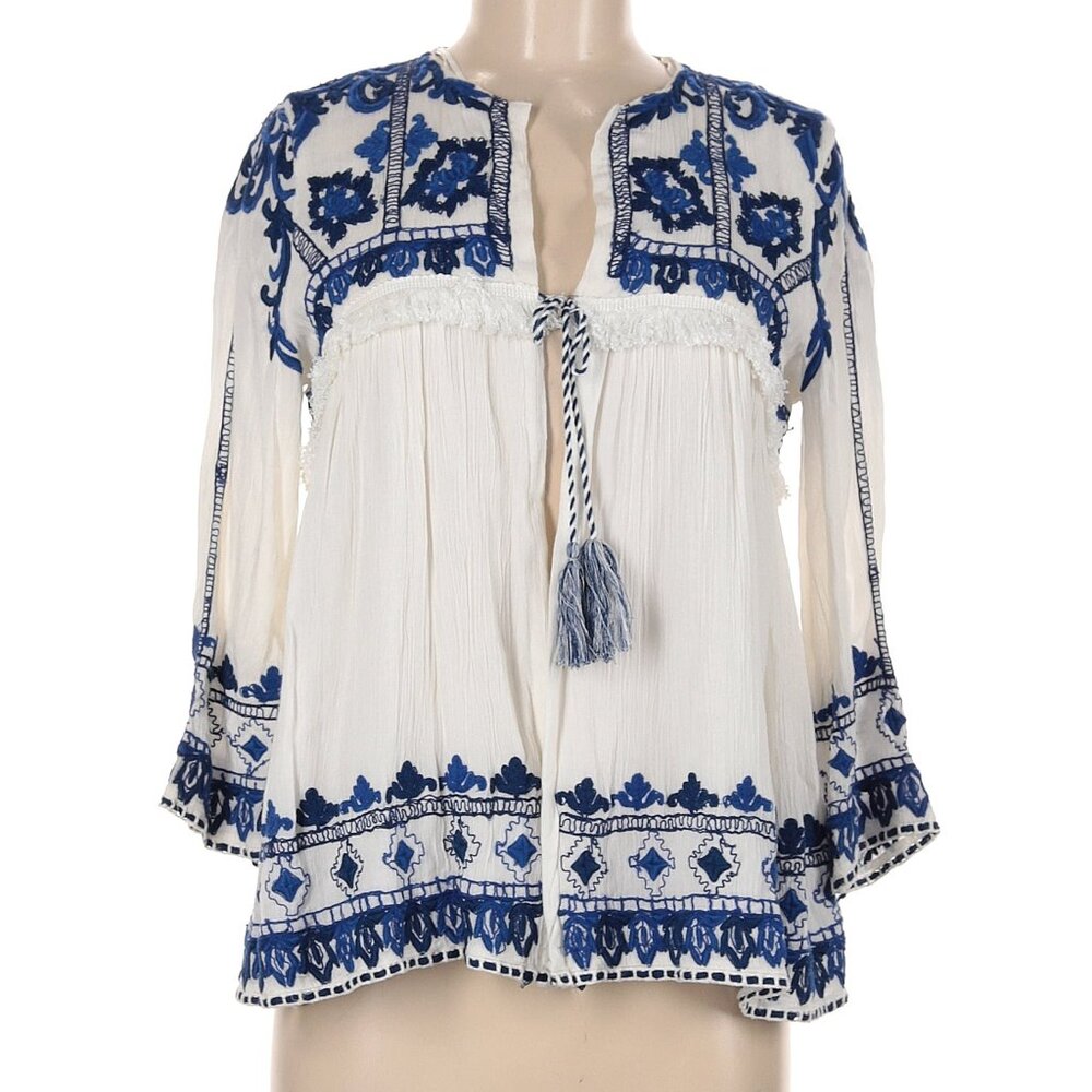 NWT Trafaluc Zara Ecru Embroidered Swing Jacket